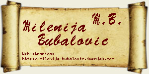 Milenija Bubalović vizit kartica